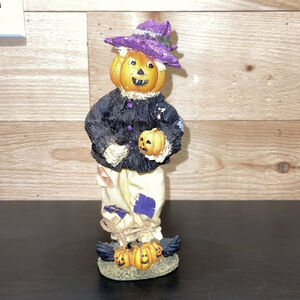 Studio 33 Pumpkin Scarecrow 10” Figurine Fall Harvest Halloween Thanksgiving EUC